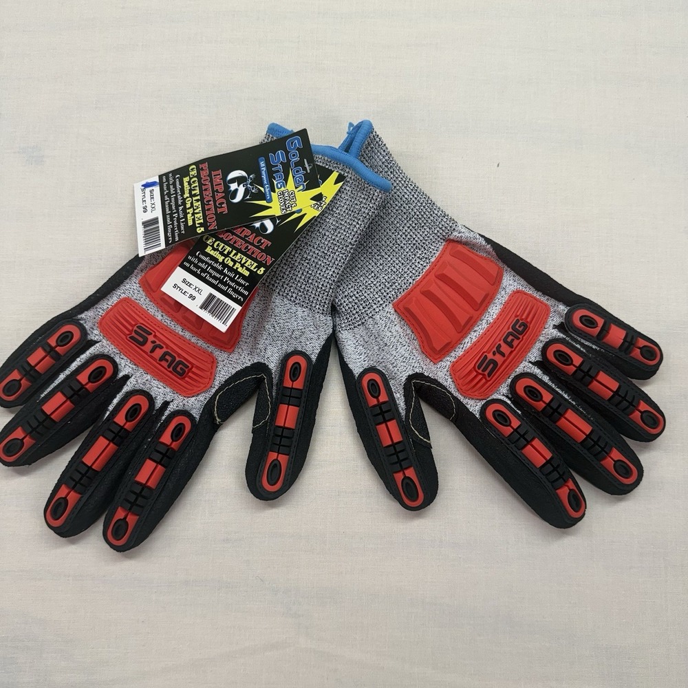 Golden Stag Style 99 XXL Cut 5 Impact Protection Work Gloves Black Red NEW